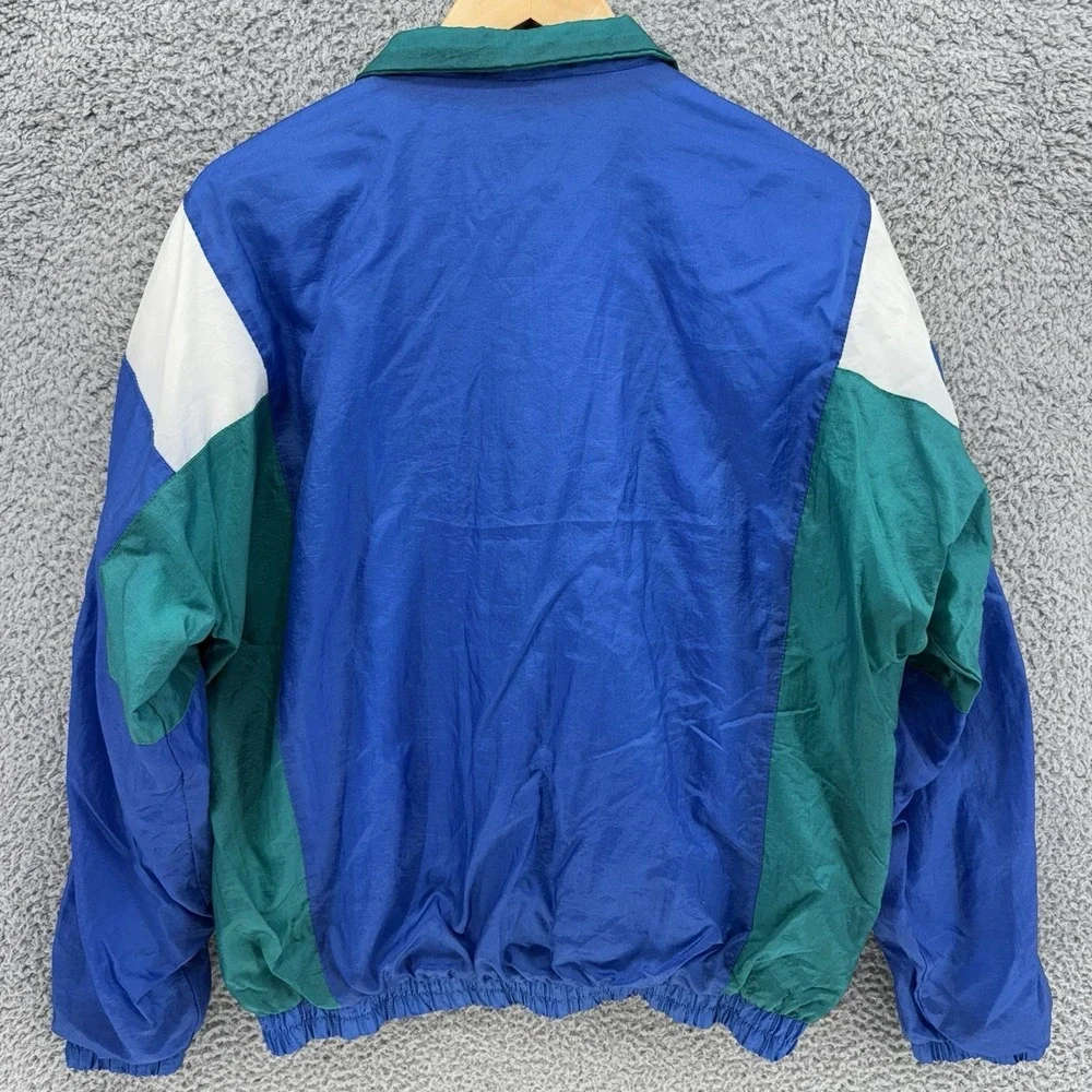 John Blair Green White Blue Men's L Nylon Windbreaker Jacket VTG 90s Color Block